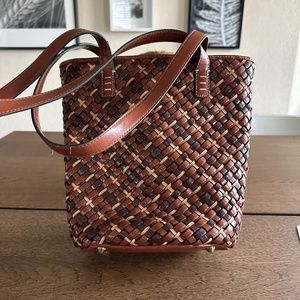 Nine West Faux Leather Woven Shoulder Bag